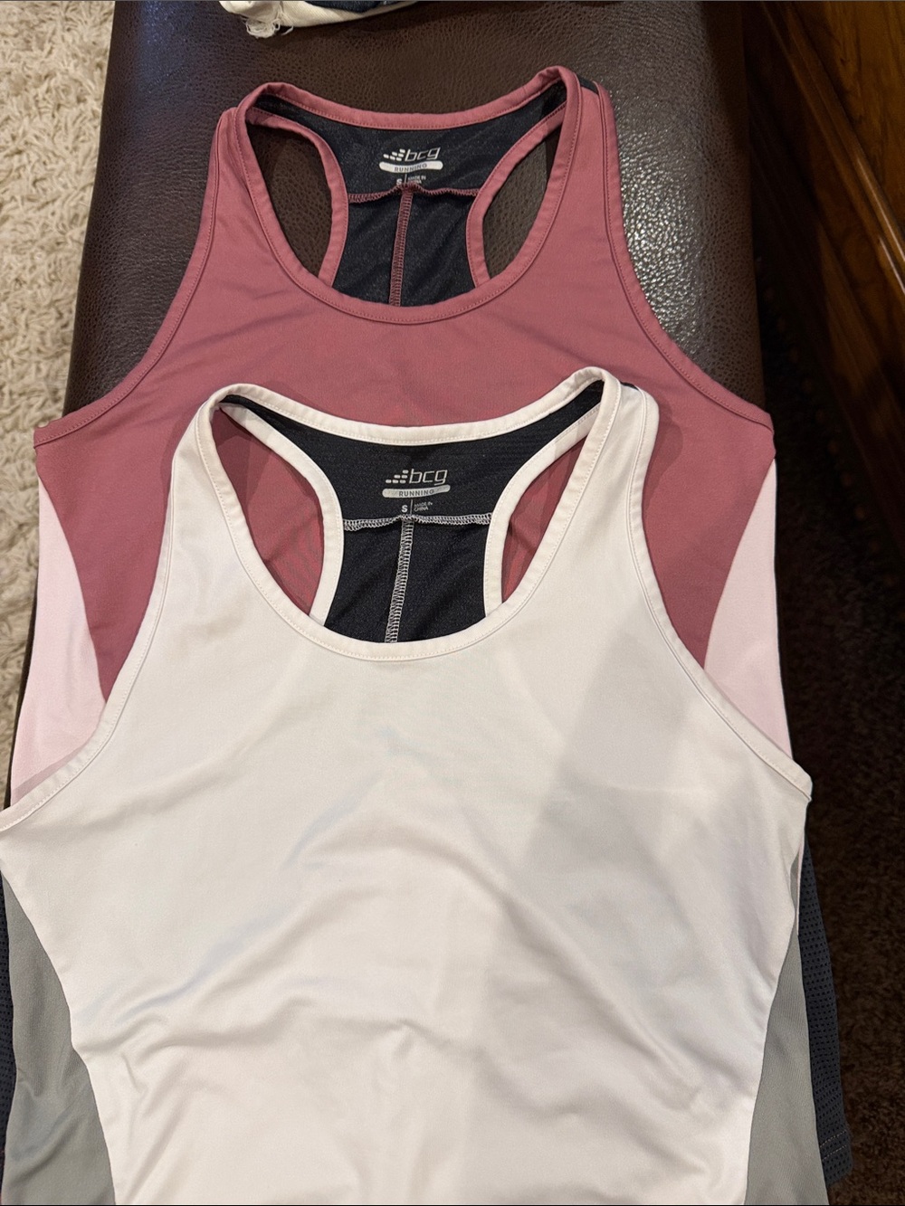 Bundle 2fer BCG Racerback Active Tank Duo in Dusty Rose and White